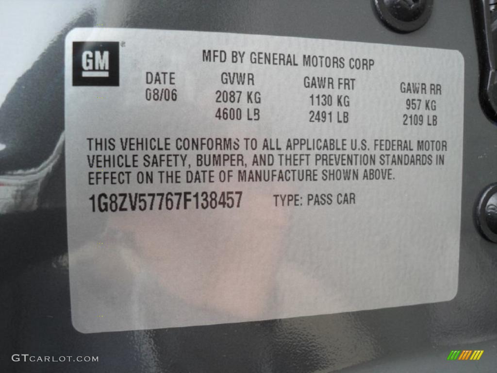 2007 Saturn Aura XR Info Tag Photo #44750271
