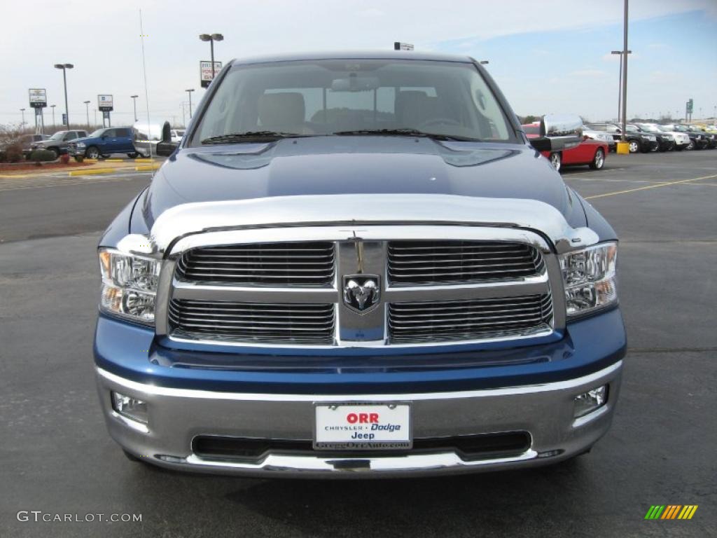 2011 Ram 1500 Big Horn Crew Cab 4x4 - Deep Water Blue Pearl / Light Pebble Beige/Bark Brown photo #2