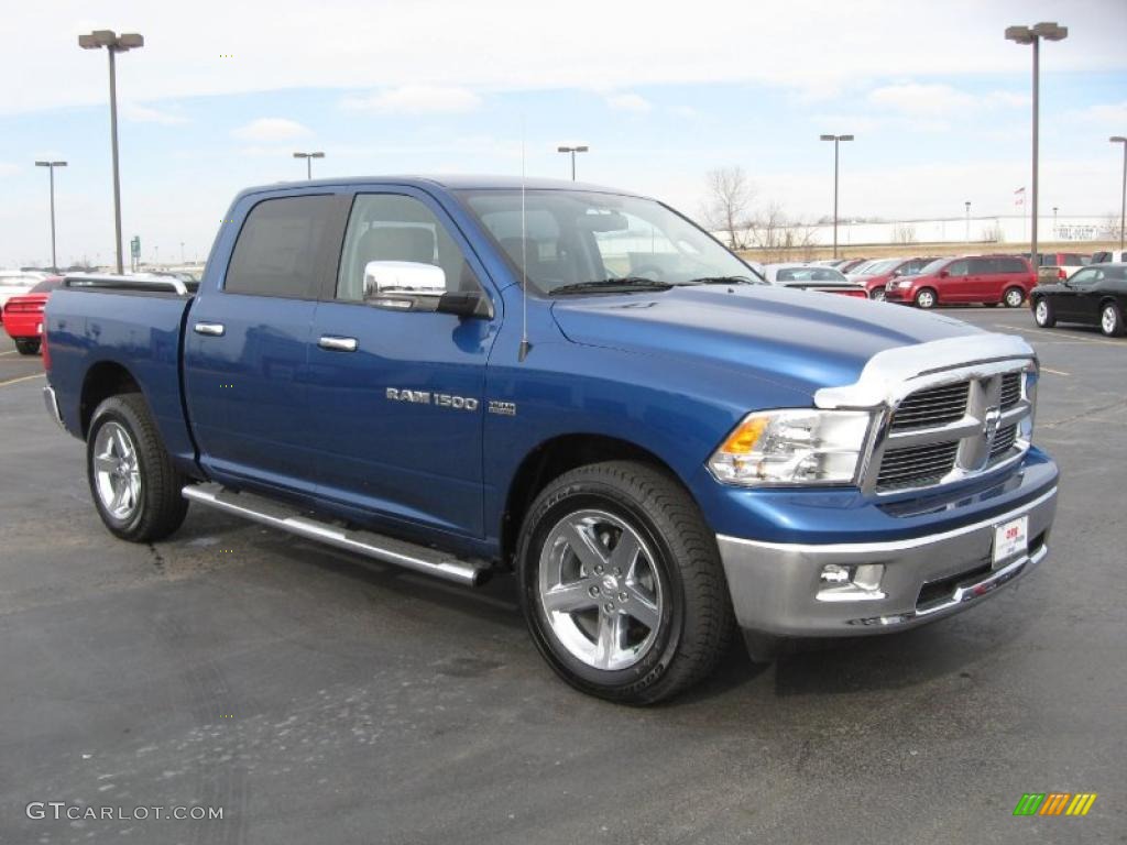 2011 Ram 1500 Big Horn Crew Cab 4x4 - Deep Water Blue Pearl / Light Pebble Beige/Bark Brown photo #3