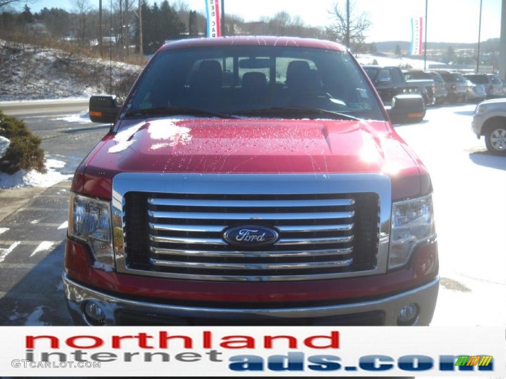 2011 F150 XLT SuperCrew 4x4 - Red Candy Metallic / Steel Gray photo #3