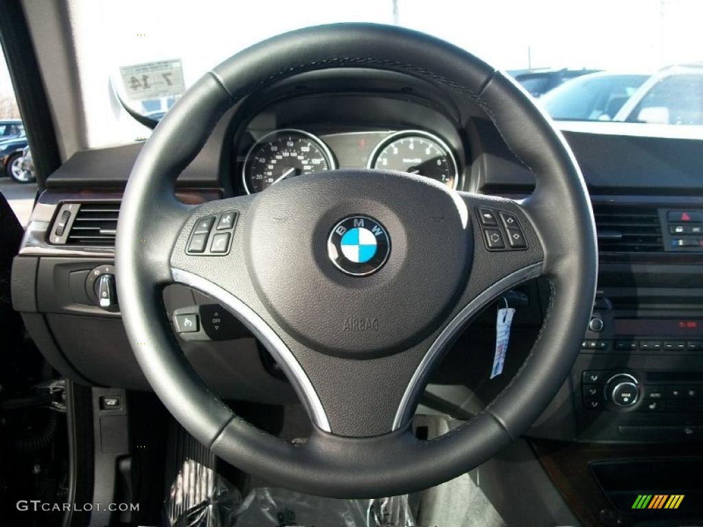 2011 BMW 3 Series 328i xDrive Coupe Black Steering Wheel Photo #44767181