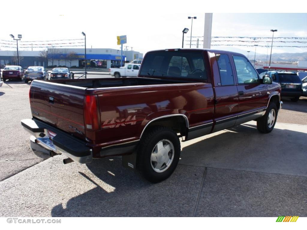 1996 Sierra 1500 SLE Extended Cab 4x4 - Dark Hunt Club Red Metallic / Gray photo #3