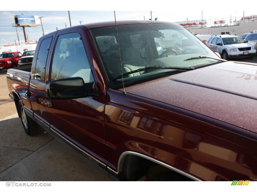 1996 Sierra 1500 SLE Extended Cab 4x4 - Dark Hunt Club Red Metallic / Gray photo #14