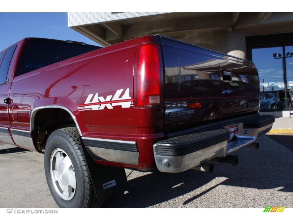 1996 Sierra 1500 SLE Extended Cab 4x4 - Dark Hunt Club Red Metallic / Gray photo #16