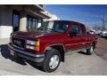 1996 Dark Hunt Club Red Metallic GMC Sierra 1500 SLE Extended Cab 4x4  photo #20