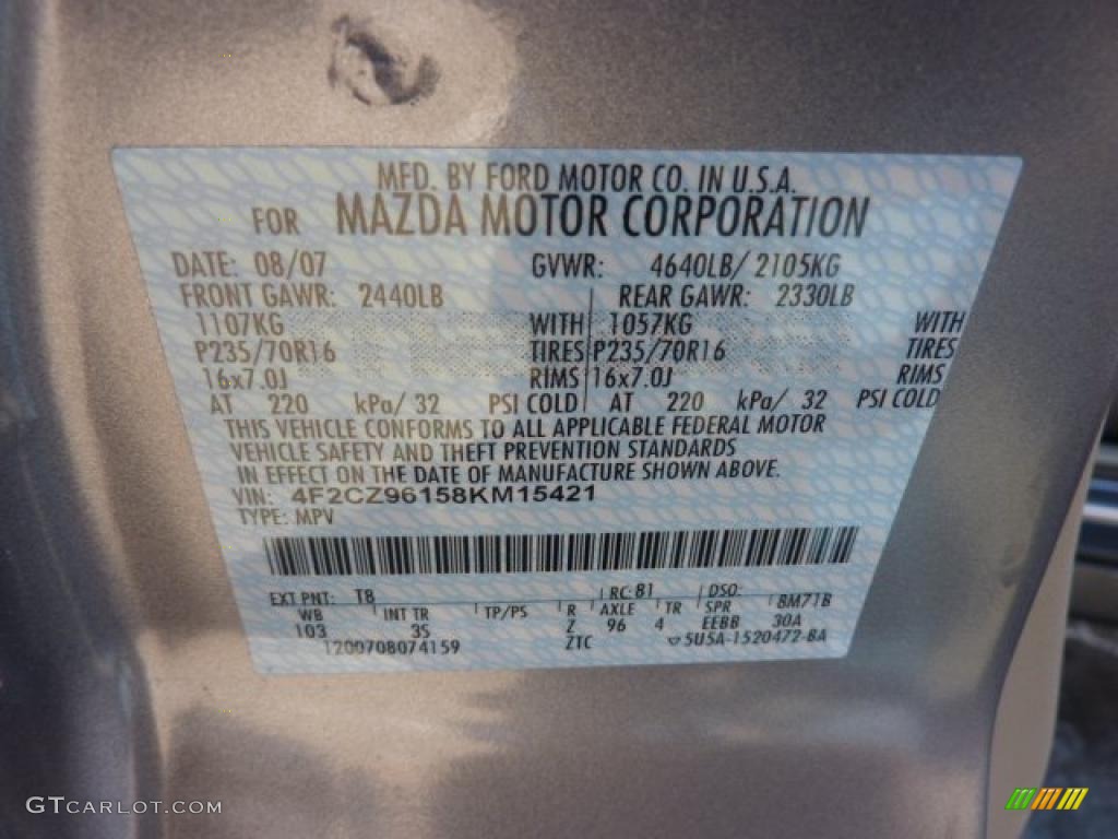 2008 Tribute Color Code T8 for Tungsten Gray Metallic Photo #44774809