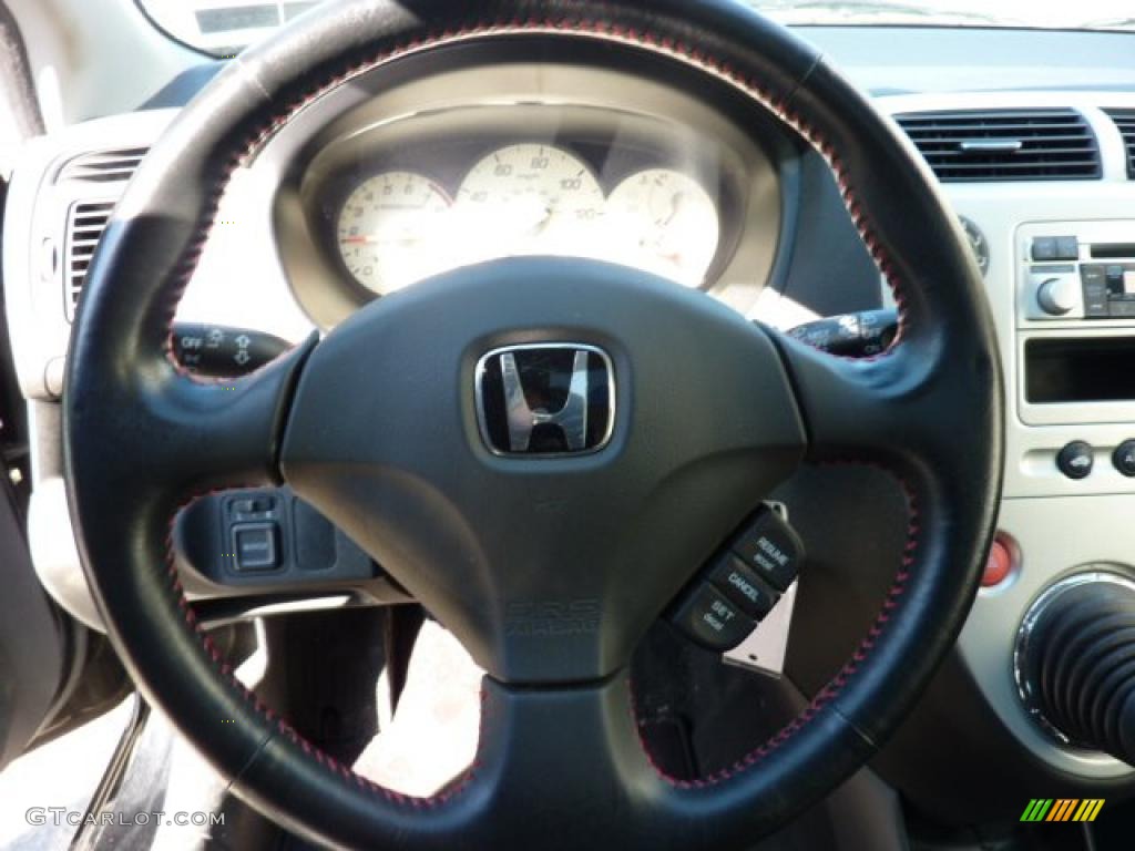2004 Honda Civic Si Coupe Black Steering Wheel Photo #44775397