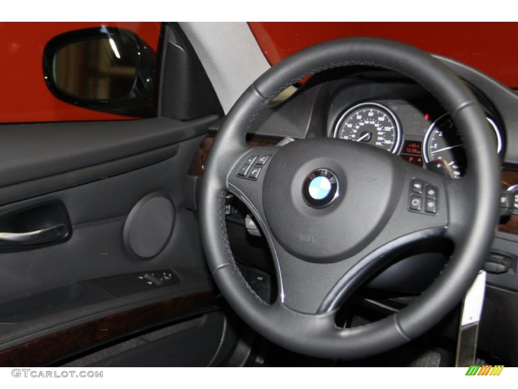 2011 BMW 3 Series 328i Coupe Black Steering Wheel Photo #44776665