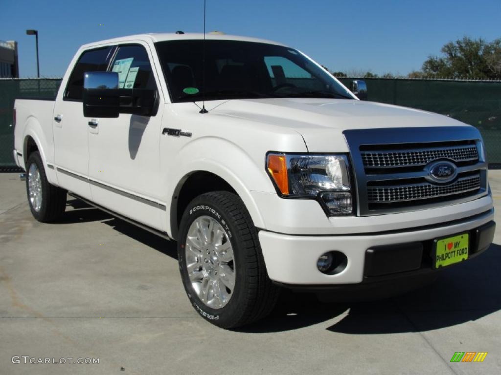 2011 F150 Platinum SuperCrew - White Platinum Metallic Tri-Coat / Sienna Brown/Black photo #1