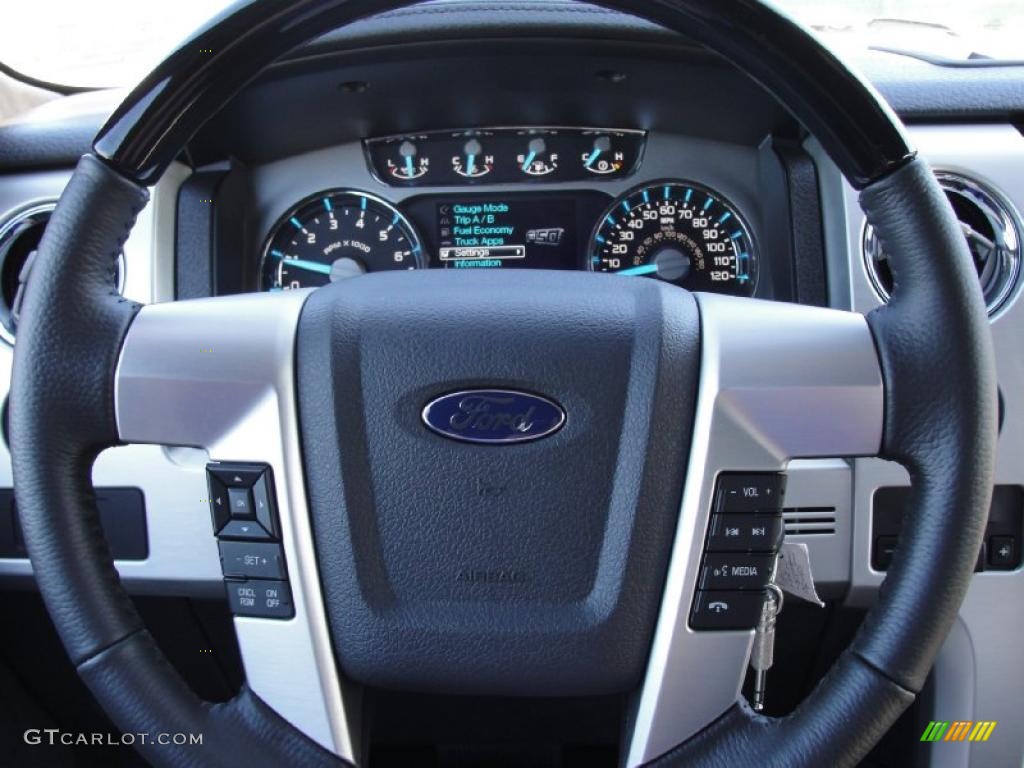 2011 Ford F150 Platinum SuperCrew Sienna Brown/Black Steering Wheel Photo #44780882