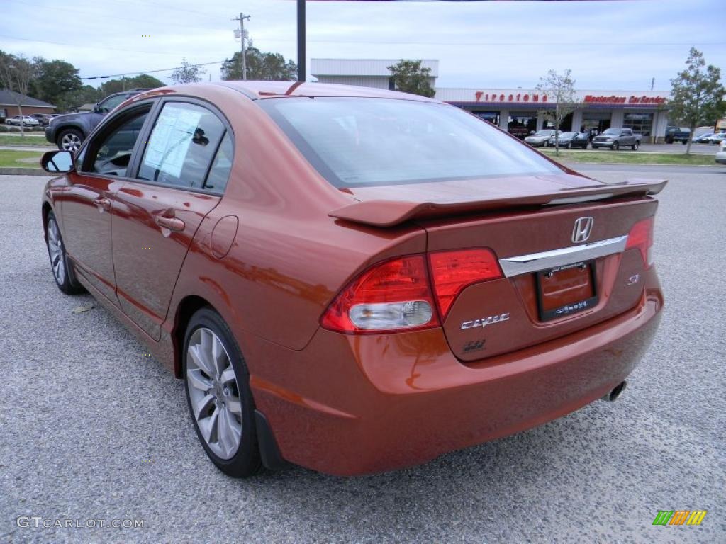 Redline Orange Pearl 2010 Honda Civic Si Sedan Exterior Photo #44788653