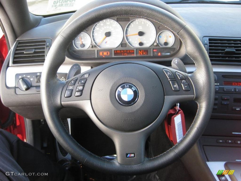 2006 BMW M3 Coupe Black Steering Wheel Photo #44788862