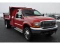 Red 2000 Ford F550 Super Duty XL Regular Cab 4x4 Dump Truck