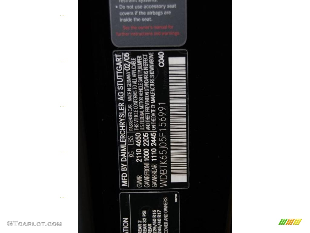 2005 CLK Color Code 040 for Black Photo #44790944