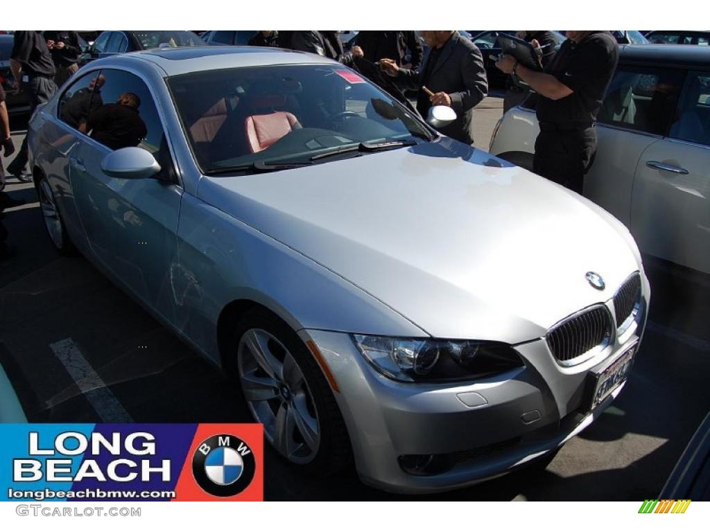2007 3 Series 335i Coupe - Titanium Silver Metallic / Coral Red/Black photo #1