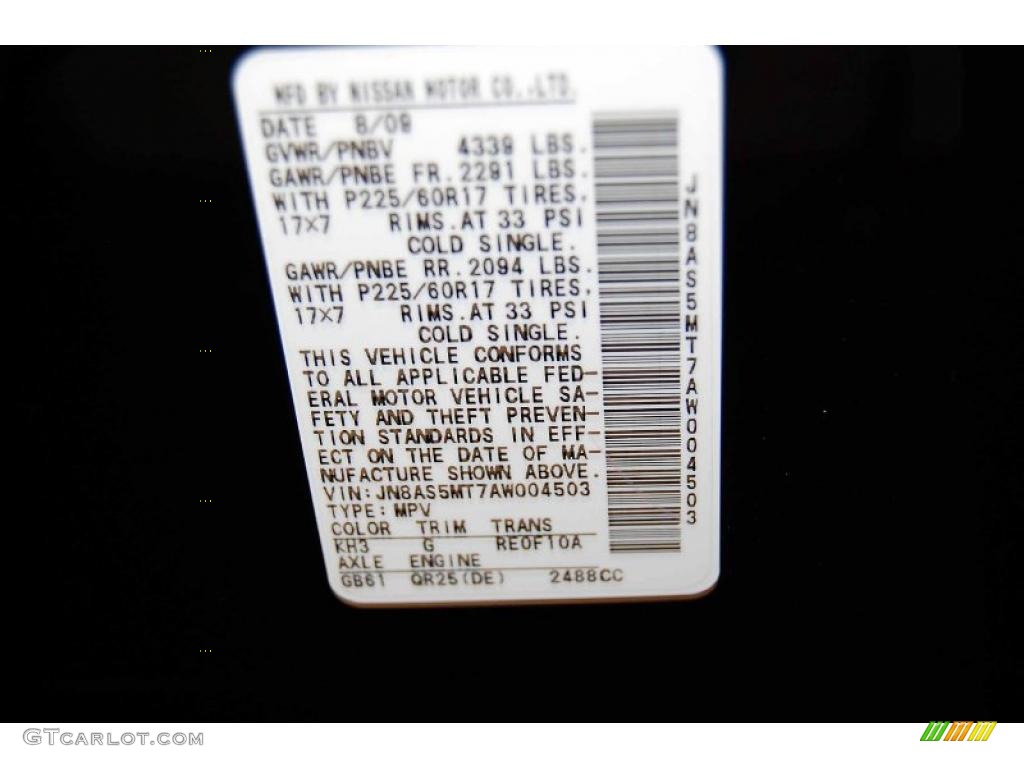 2010 Rogue Color Code KH3 for Wicked Black Photo #44799910