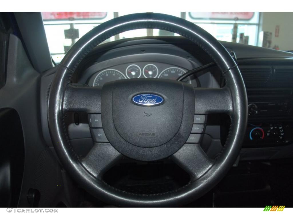 2005 Ford Ranger STX SuperCab Ebony Black/Blue Steering Wheel Photo #44800746