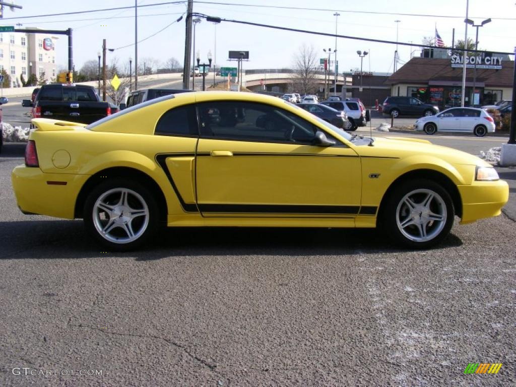 2000 Mustang GT Coupe - Zinc Yellow / Dark Charcoal photo #4