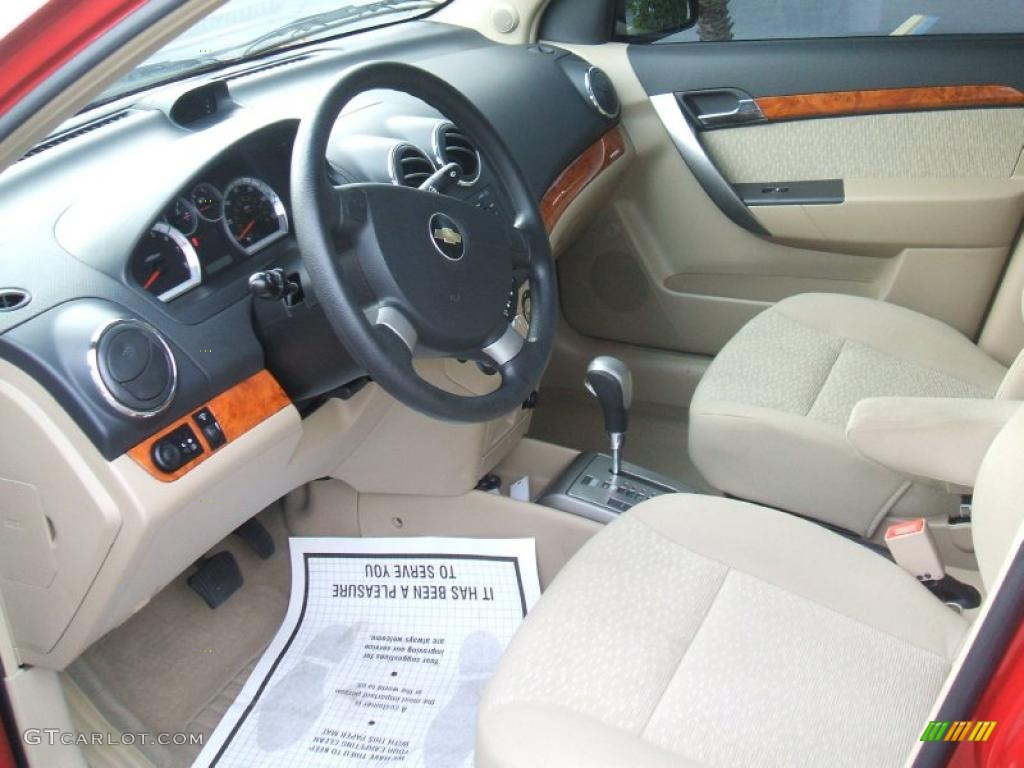 2008 Aveo LT Sedan - Sport Red Metallic / Neutral Beige photo #5