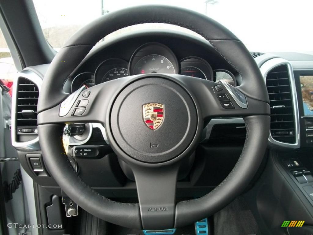 2011 Porsche Cayenne S Hybrid Black Steering Wheel Photo #44816216