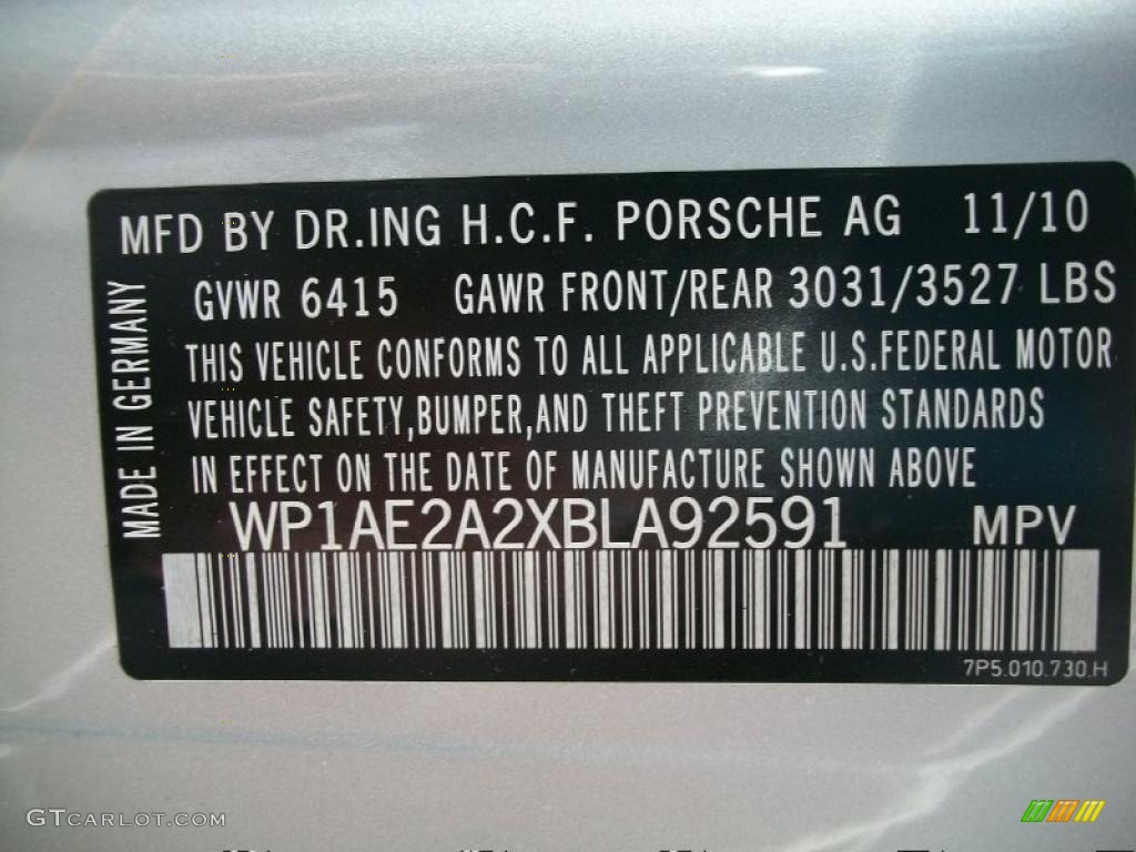 2011 Porsche Cayenne S Hybrid Info Tag Photo #44816548