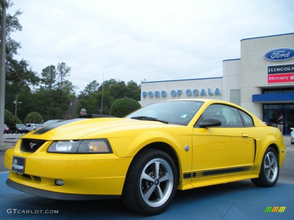 Screaming Yellow 2004 Ford Mustang Mach 1 Coupe Exterior Photo #44819000