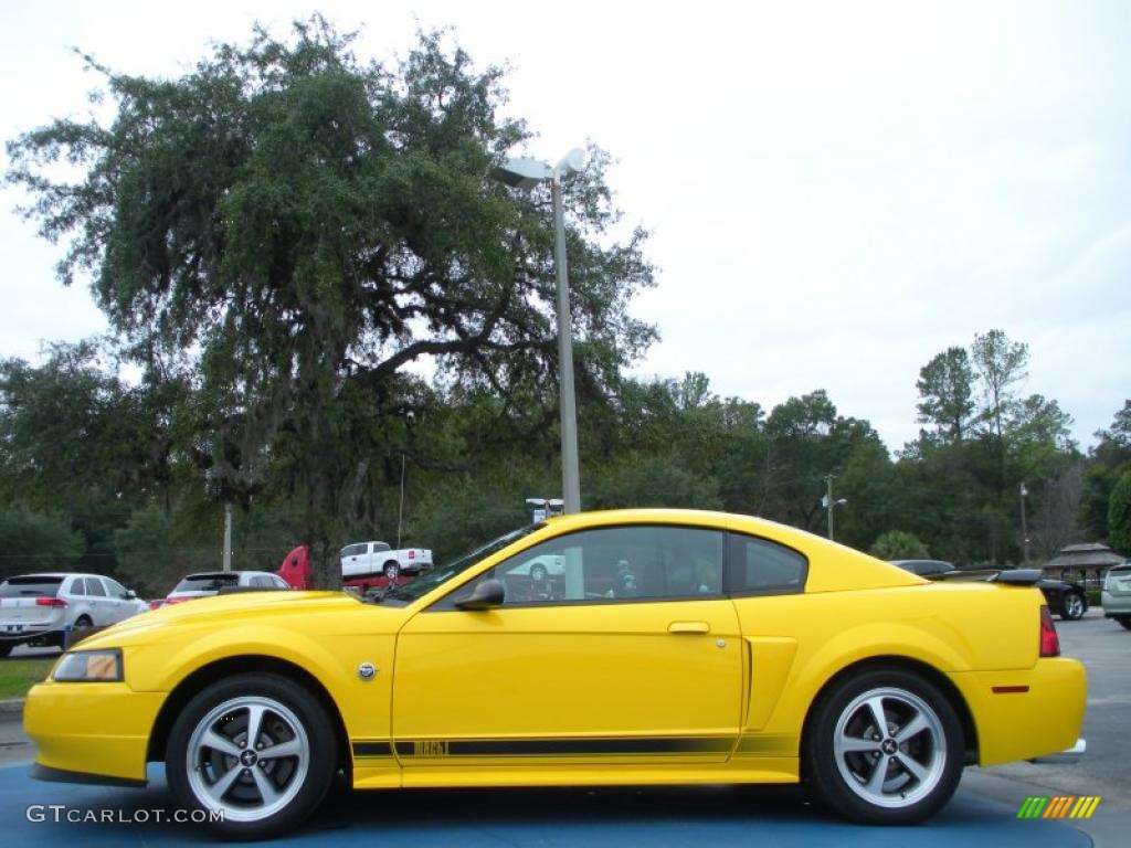 Screaming Yellow 2004 Ford Mustang Mach 1 Coupe Exterior Photo #44819016