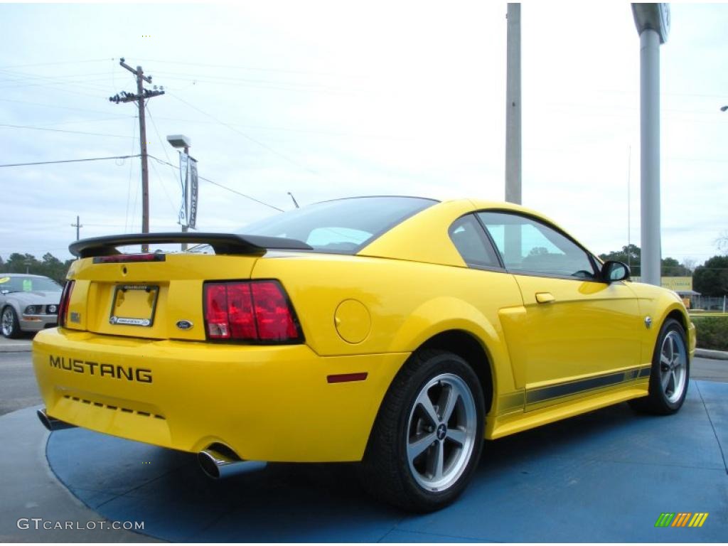 Screaming Yellow 2004 Ford Mustang Mach 1 Coupe Exterior Photo #44819064