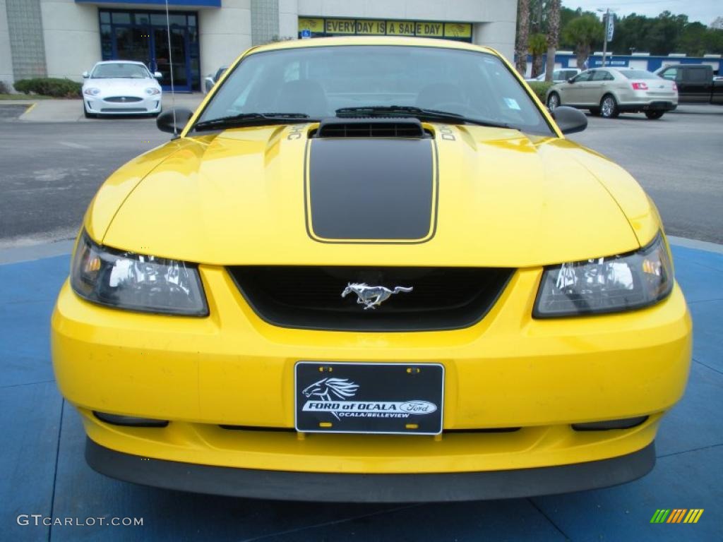 Screaming Yellow 2004 Ford Mustang Mach 1 Coupe Exterior Photo #44819112