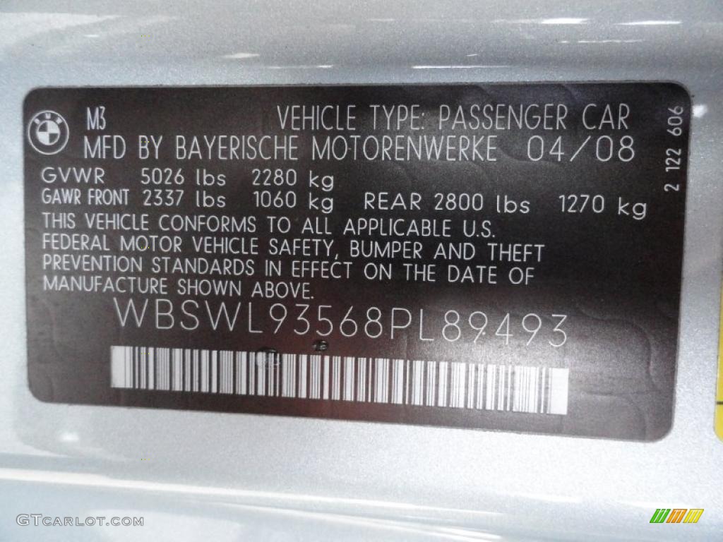 2008 BMW M3 Convertible Info Tag Photo #44823200