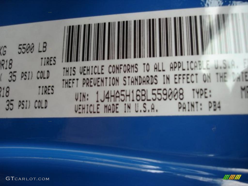 2011 Wrangler Unlimited Color Code PB4 for Cosmos Blue Photo #44823800