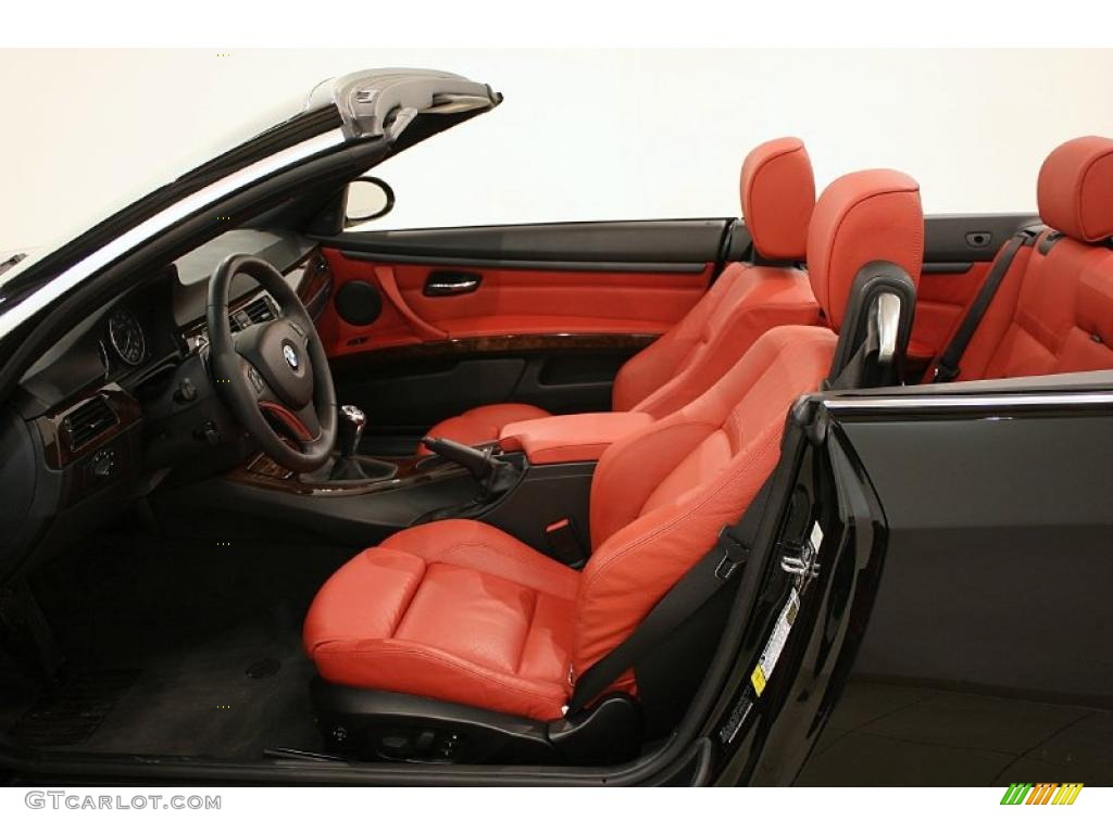 2007 3 Series 335i Convertible - Jet Black / Coral Red/Black photo #9