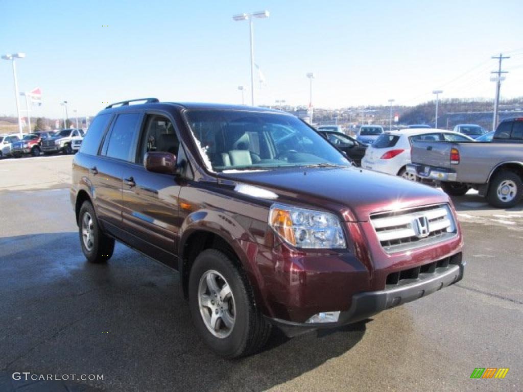 2007 Pilot EX-L 4WD - Dark Cherry Pearl / Saddle photo #10