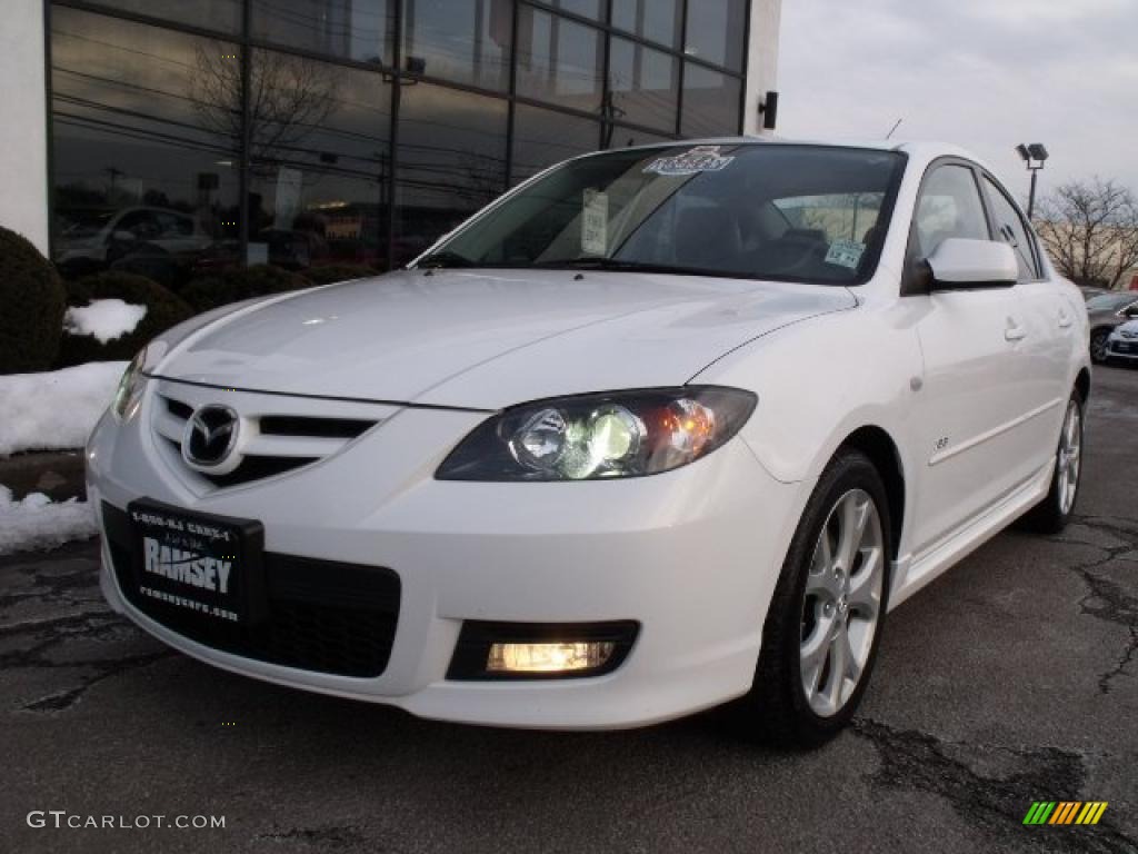 2008 MAZDA3 s Grand Touring Sedan - Crystal White Pearl Mica / Black photo #1