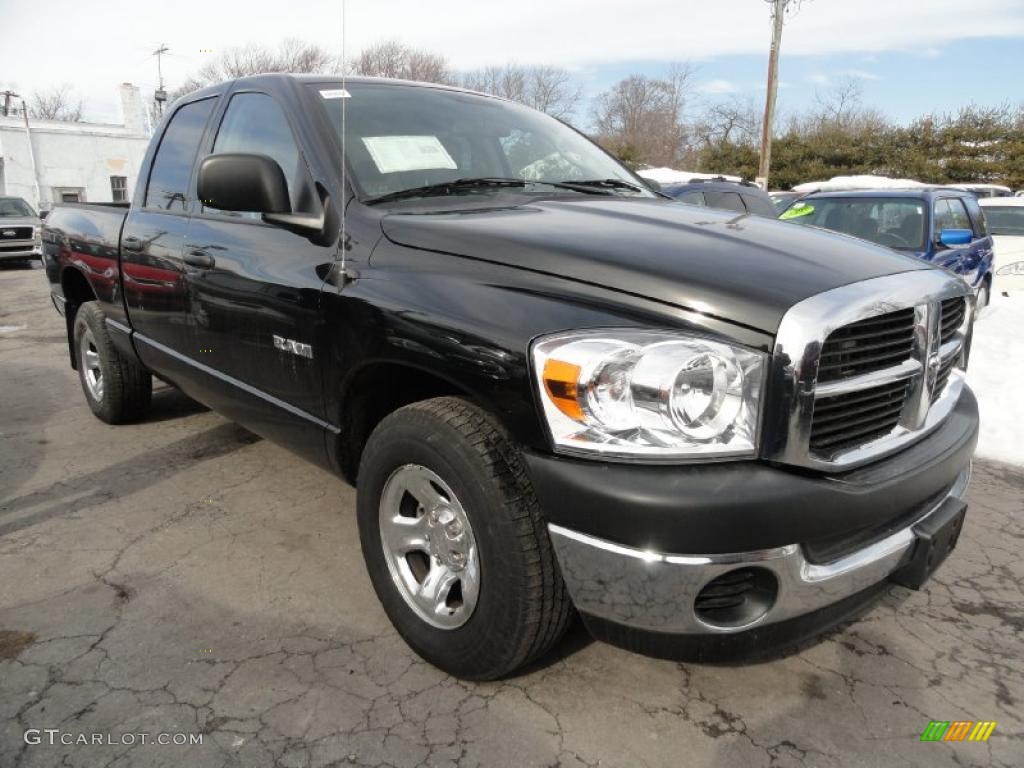 2008 Ram 1500 SXT Quad Cab - Brilliant Black Crystal Pearl / Medium Slate Gray photo #6