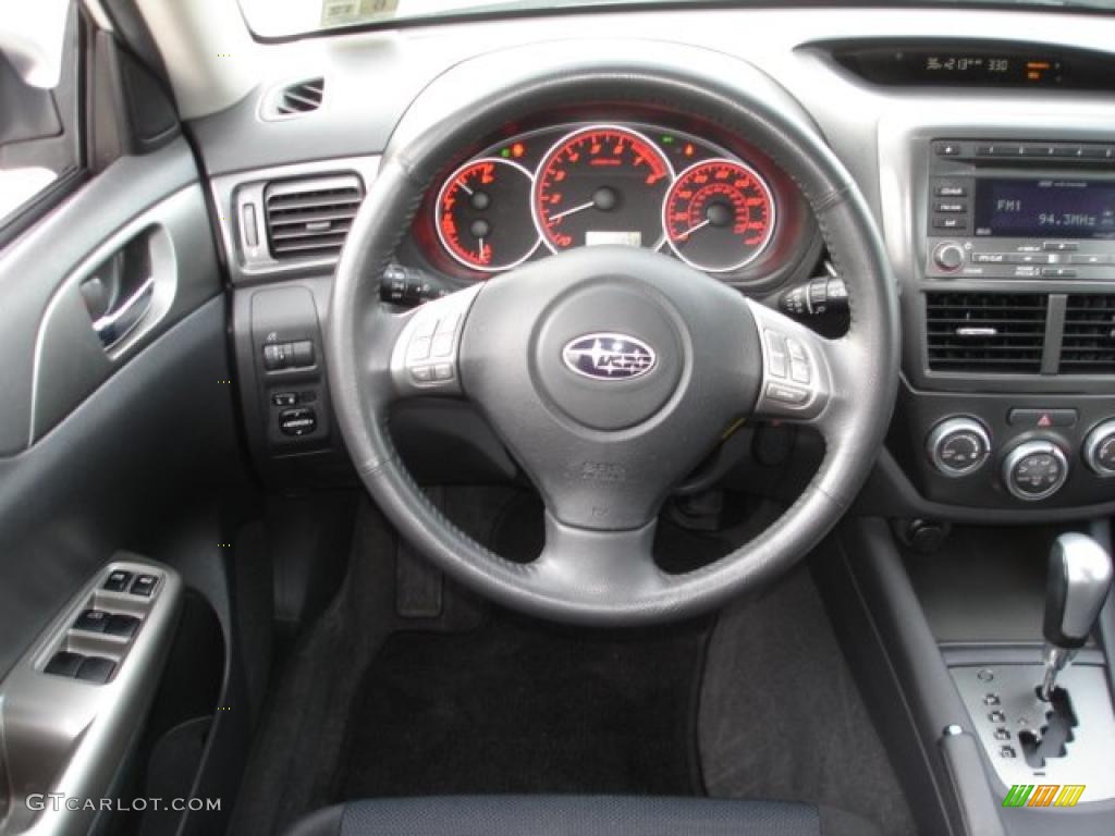2008 Subaru Impreza WRX Sedan Carbon Black Steering Wheel Photo #44836392
