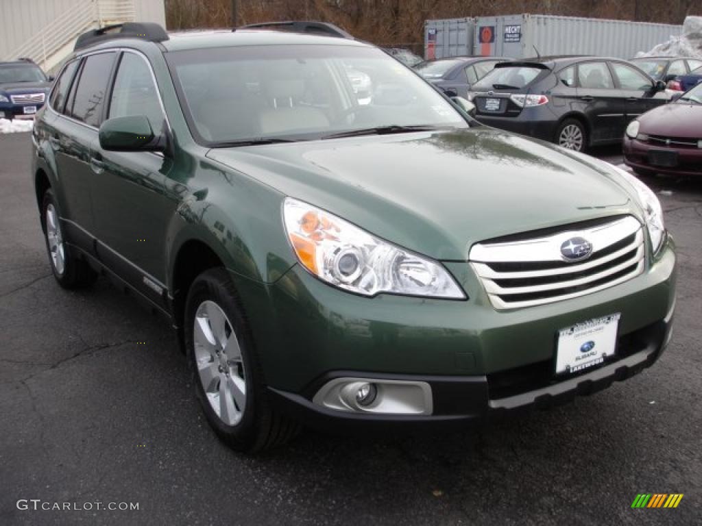 2011 Outback 2.5i Premium Wagon - Cypress Green Pearl / Warm Ivory photo #3