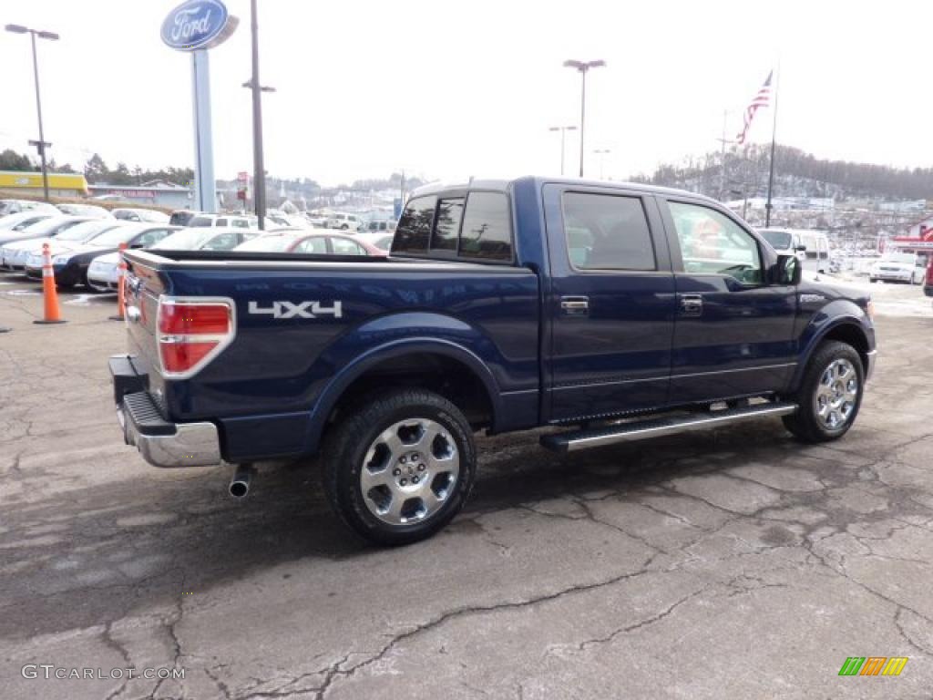 2010 F150 Lariat SuperCrew 4x4 - Dark Blue Pearl Metallic / Tan photo #4