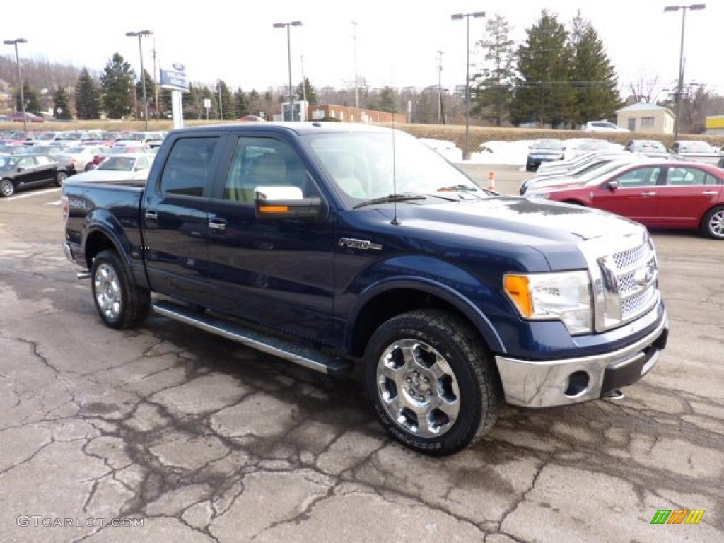 2010 F150 Lariat SuperCrew 4x4 - Dark Blue Pearl Metallic / Tan photo #6
