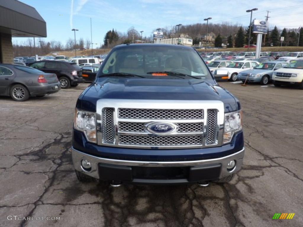 2010 F150 Lariat SuperCrew 4x4 - Dark Blue Pearl Metallic / Tan photo #7