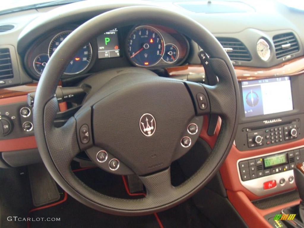 2011 Maserati GranTurismo Convertible GranCabrio Rosso Corallo Steering Wheel Photo #44844448