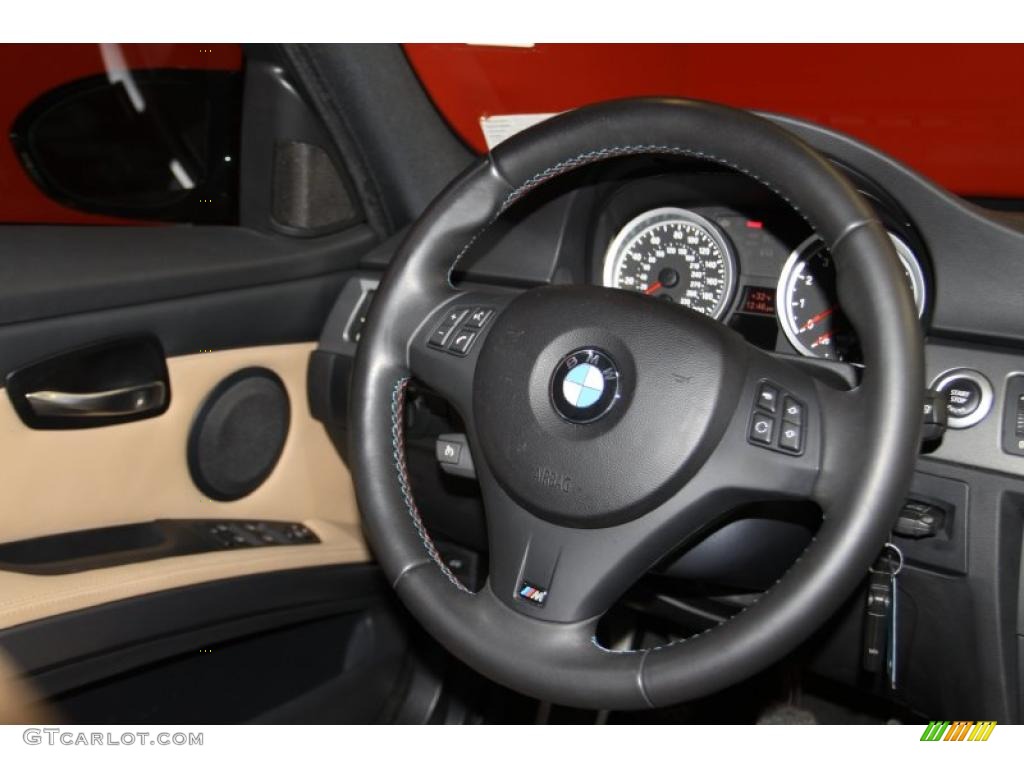 2008 BMW M3 Sedan Bamboo Beige Steering Wheel Photo #44851144