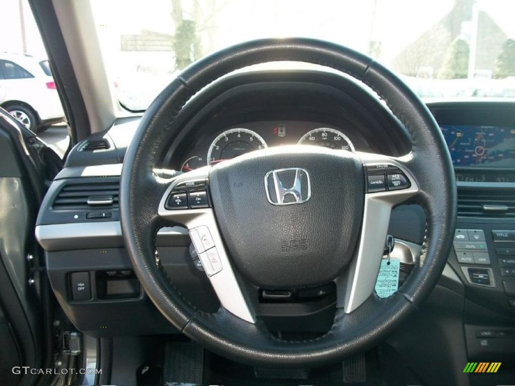 2009 Honda Accord EX-L V6 Sedan Black Steering Wheel Photo #44852600