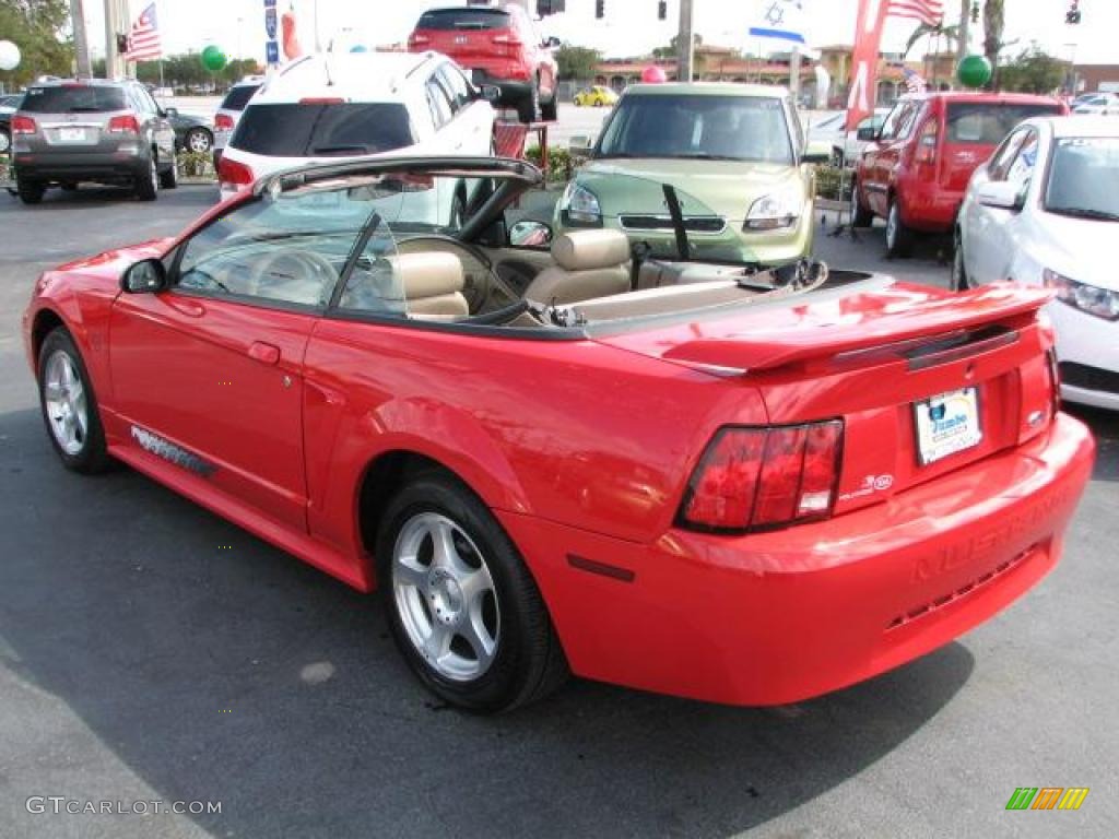2004 Mustang V6 Convertible - Torch Red / Medium Parchment photo #8
