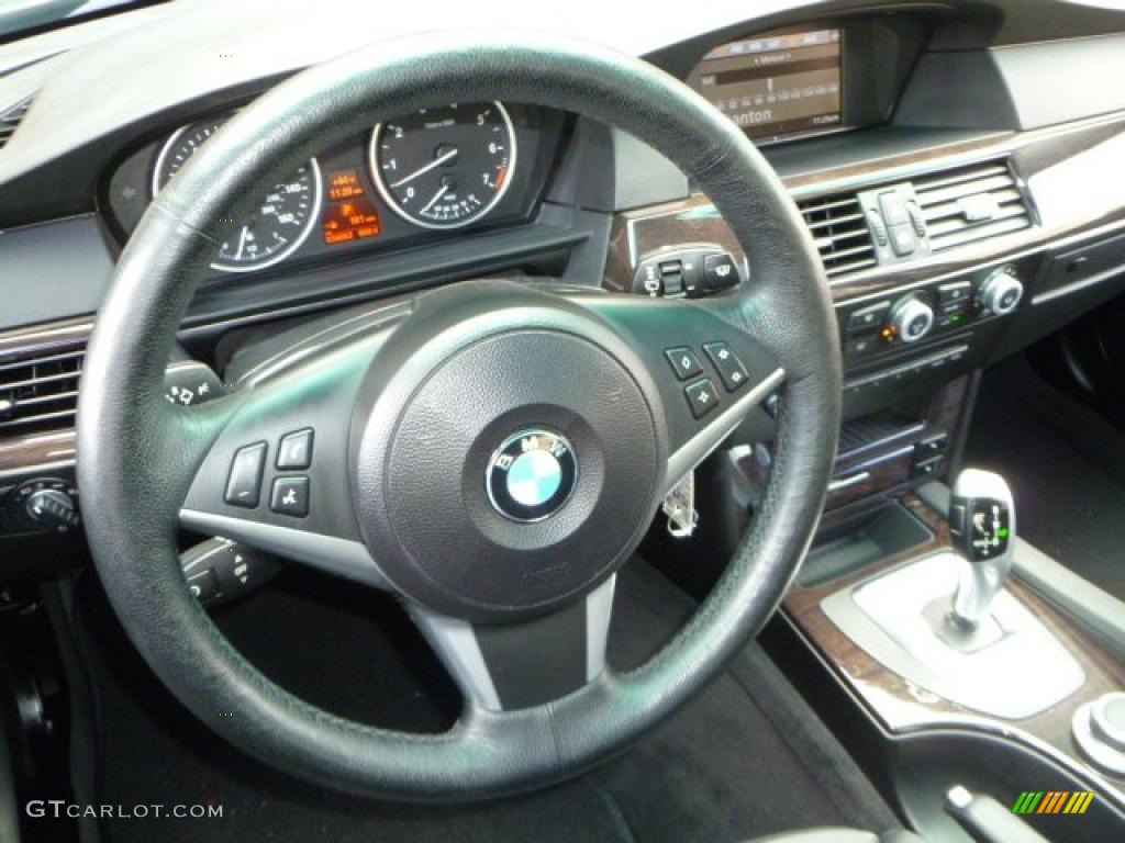2008 BMW 5 Series 550i Sedan Black Steering Wheel Photo #44869796
