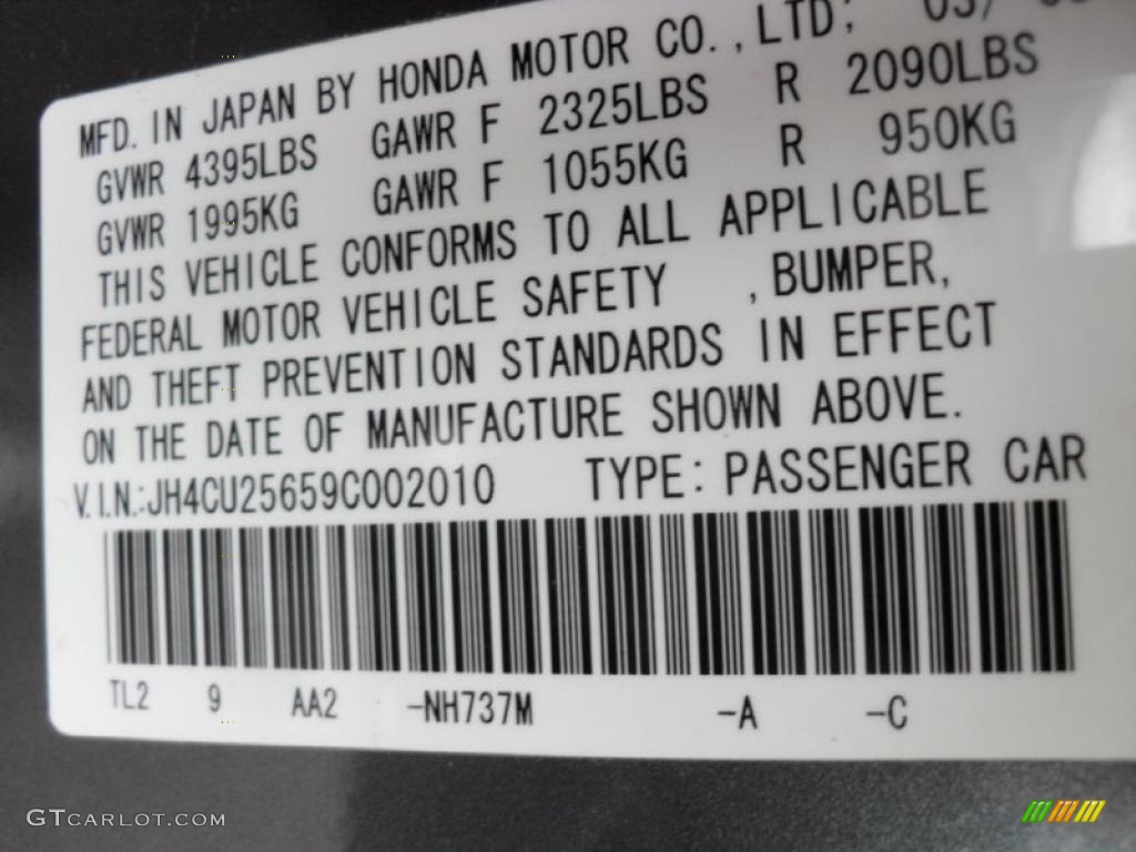2009 TSX Color Code NH737M for Polished Metal Metallic Photo #44880865
