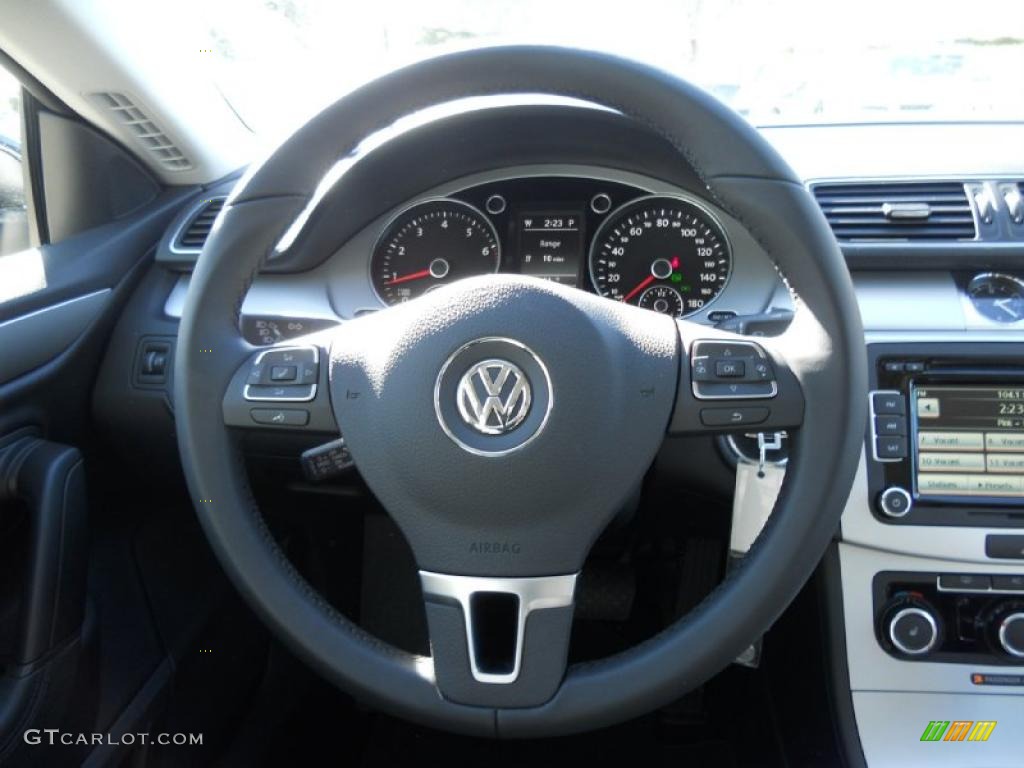 2012 Volkswagen CC Sport Black Steering Wheel Photo #44884489