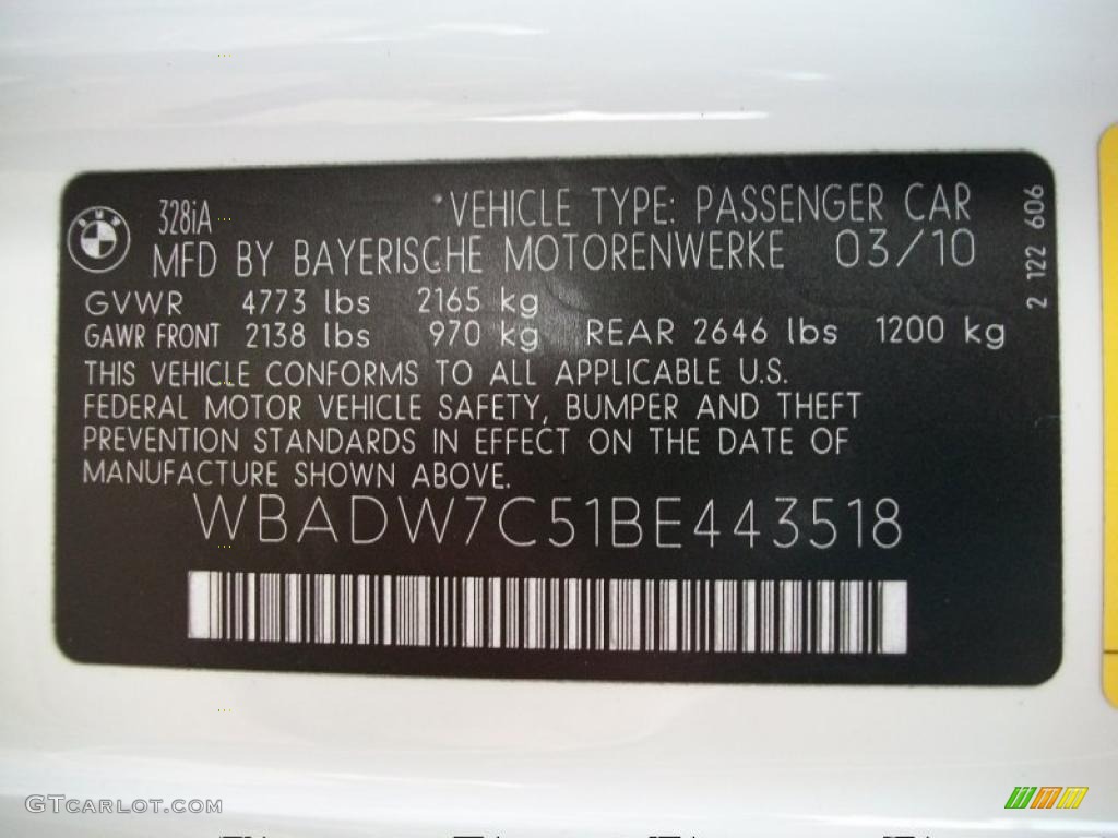 2011 BMW 3 Series 328i Convertible Info Tag Photo #44887821