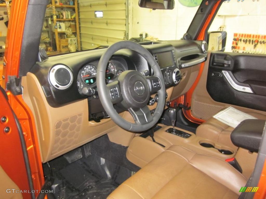 Black/Dark Saddle Interior 2011 Jeep Wrangler Unlimited Sahara 4x4 Photo #44892577