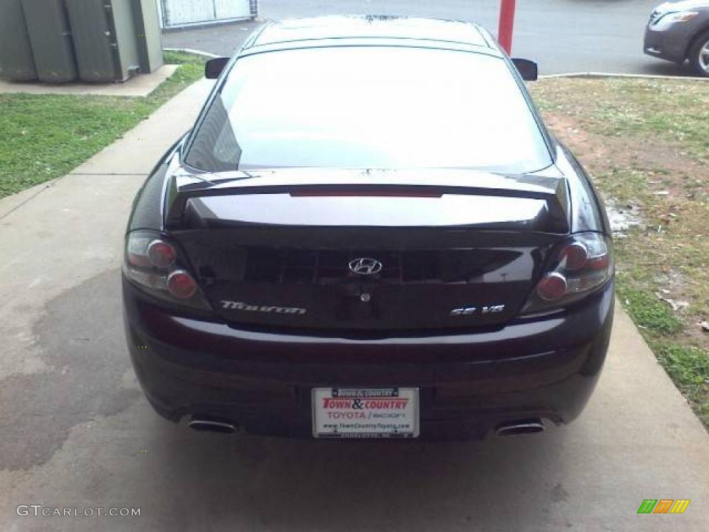 2008 Tiburon SE - Black Pearl / SE Red Leather/Black Sport Grip photo #4